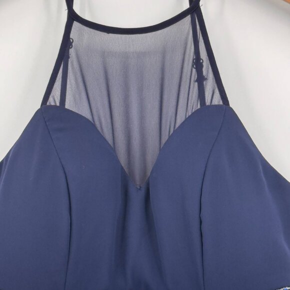 B Darlin Sweetheart Neckline Chiffon Dress 3/4 Floral Embroider Sheer Cutouts - Picture 5 of 8